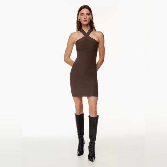 Aritzia Babaton Sculpt Knit Criss Cross Bodycon Mini Dress - Picture 3 of 10